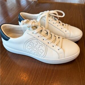 Tory Burch Cream and Black Leather Sneakers